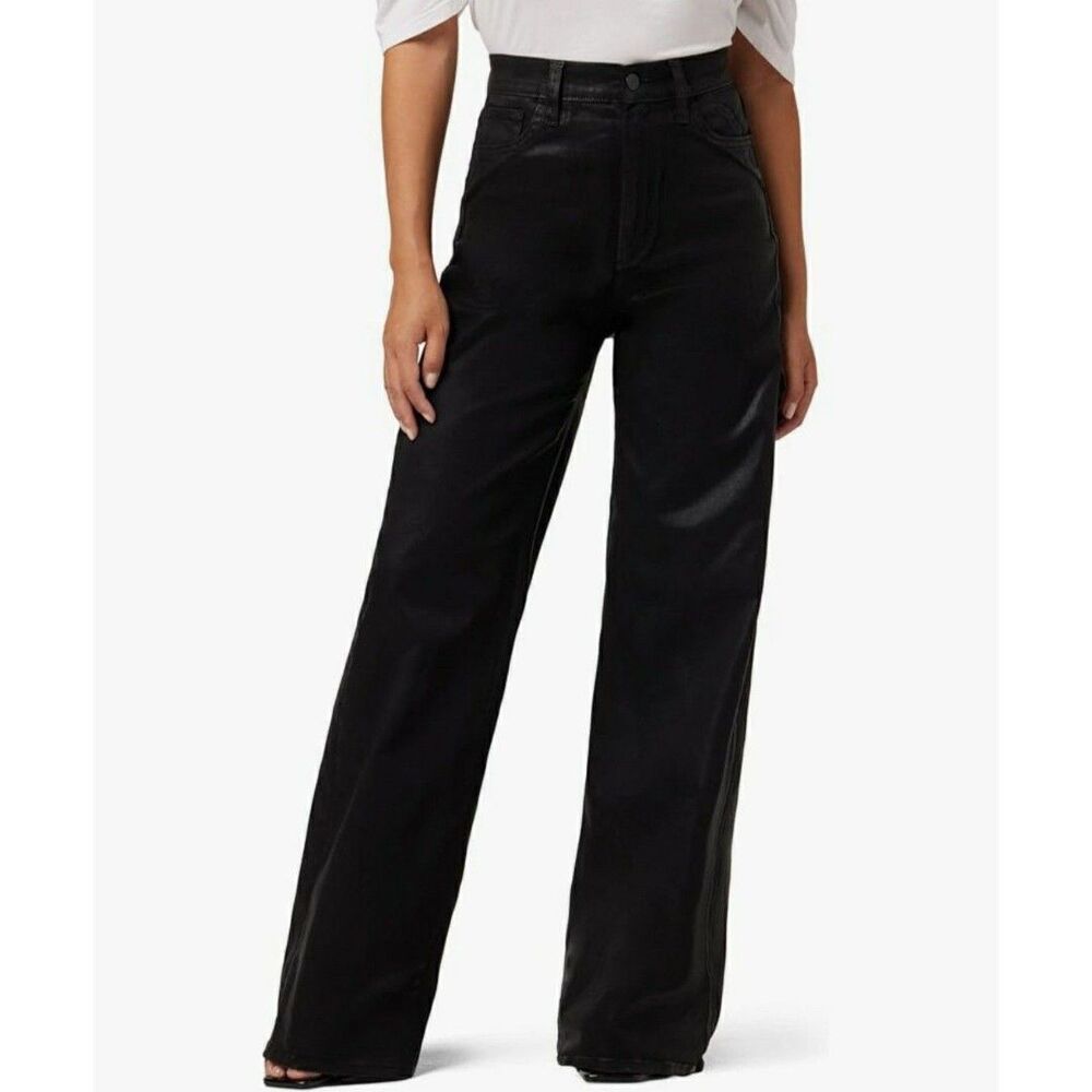 Joe's Jeans Women's The Mia Petite Coated Jeans Petite Wide-Leg Sz 26 Black UUU